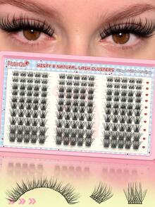 180PCS/132PCS/150PCS Wispy Natural Cat Eye Cluster Eyelashes, Spiky Individual Lash Extensions, Fluffy Volume DIY Segmented Lashes, Reusable Soft Faux Mink Lash Clusters For Daily Eye Makeup - 查看 7