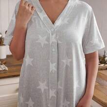 guangzhougaolangshangmao Doze Lane Vestido con estampado de estrellas para mujer, vestido tipo cárdigan de ajuste holgado, cómodo, de talla grande, ligero para el verano - Multicolor - Ver 6