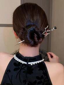 1/2pcs French U-Shaped Hair Sticks Vintage Hair Forks Shiny Hair Bun Pins Decorative Twisted Hair Sticks Chinese Style Hair Accessories Rose Hair Sticks,Pins For Hair - Multicolor - View 4