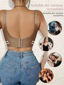5-PCS Plus Size Bra, Seamless Breathable Wireless Sports Bra For Women - Full Coverage Design, Anti-Slip Material, With Lifting And Support Functions, Comfortable To Wear, Ribbed Details, Made Of Nylon And Elastic Fiber Blend, Hand Wash. Elegant Solid Color Design.Plus Size Lingerie - Multicolor - View 2