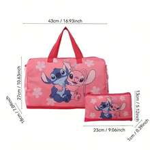 Bộ 2 túi du lịch Disney Lilo & Stitch Series, túi hành lý Stitch cho nam và nữ, túi lưu trữ nhỏ, dung tích lớn, họa tiết hoa, khóa kéo, có thể xách tay, đeo vai hoặc đeo chéo - Nhiều màu - Xem 9