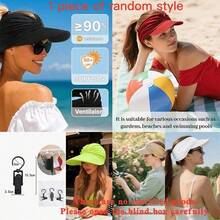 1pc Women's Summer Outdoor Sun Hat, Beach Hat, Swimming, Tennis, Golf, Vacation And Other Outdoor Activities Sun Protection Hat - Multicolor - View 4