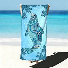 1件波希米亞曼陀羅圖案海獅印花超細纖維沙灘巾，多尺寸沙灘毯防曬毛巾，輕量，適合游泳、露營、運動、沙灘或健身房沙灘配件 | 現代沙灘巾 | 耐用沙灘墊，沙灘巾 - 曼陀羅花紋海獅 - 查看 4