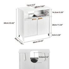 Modern Vanity Storage Cabinet With Grille Doors & Open Shelf - 1 - View 5