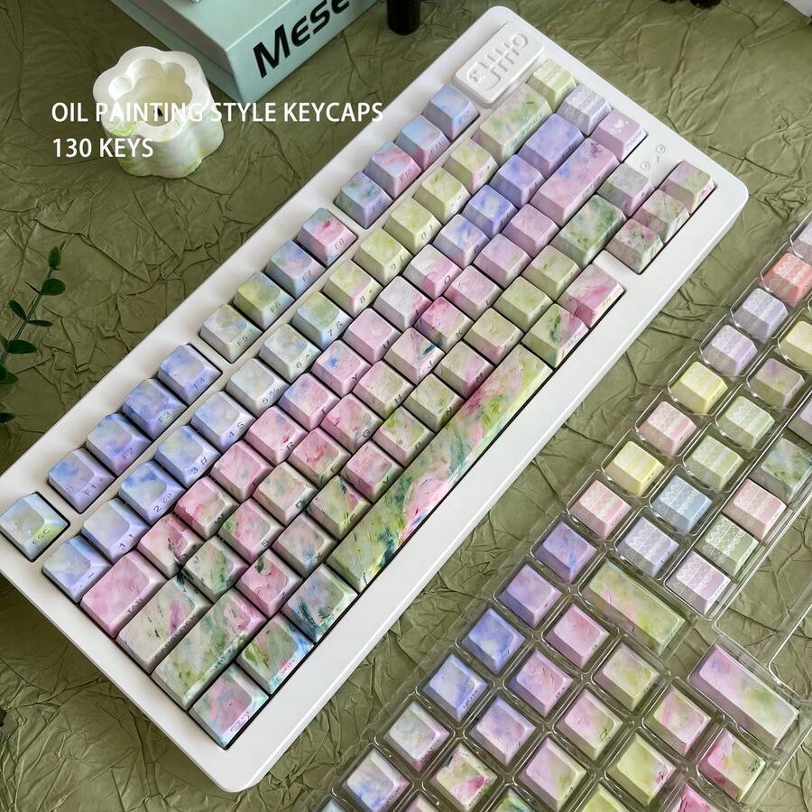 Oil Painting Themed Side-Printed Translucent Keycaps, PBT Double-Shot Dye-Sublimated, OEM Profile For Mechanical Keyboards - View 1