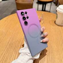 Magnetic Wireless Anti-Scratch Shockproof Camera Protection Gradient Phone Cover Case Compatible With Samsung Galaxy S26 Ultra S25 Ultra S24 Ultra A57 A37 A17 A56 A36 A26 S25 FE Galaxy Z Filp Series Compatible With IPhone Series - Purple Gray - View 3