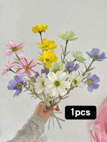 1件/3件 17英吋逼真觸感人造波斯菊花 - 波希米亞風雛菊花束，四季居家裝飾，夏季婚禮與秋季感恩節中心裝飾，不褪色人造菊花，適用於桌面/攝影 - 彩色 - 查看 17