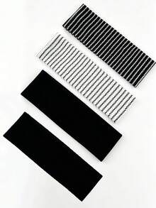 4 Stücke/Set minimalistische schwarz-weiße Stirnbänder für Frauen - atmungsaktive Baumwoll-Haarwickel für Sommer, Strand und Workout - Verschiedenfarbig - Übersicht 1