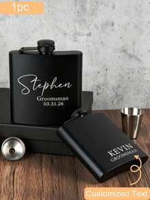 CFUNIQ 1pc Personalized Men's Flask, Groomsman Gift, Best Men's Gift, Customized Engraved Groomsman Flask, Wedding Flask, Engraved Dad Gift, Groom Gift, Boyfriend Gift, Husband Gift, Bachelor Party, Groomsman Proposal Gift, Father's Day Gift, Birthday Gift - Multicolor - View 14