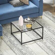 Square Side Table With Tempered Glass Top, Coffee Table With Steel Legs, 68 X 68 X 39 Cm, Black - Black - View 6