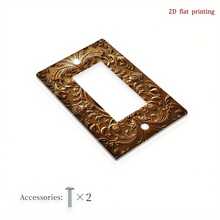 1pc 2D Flat Printing Floral Golden Ornament Frame Design Switch Cover,Durable Decorative Wall Plate With Easy Install,Unique Fun Novelty Accent Your H - Single Toggle 11cm*7.5cm - View 7