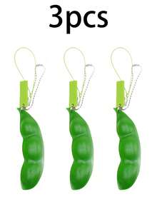 1pc/3pcs Cute Edamame Keychain, Car Key Chain, Backpack Charm, Squeeze Edamame Stress Relief Keychain, Pressure Relief Keychain, Car Key Chain, Bag Charm, Keychain Accessory, Finger Pressure Keychain, Emotion Soothing Keychain, Focus And Relaxation Stress Relief Keychain, Birthday Gift, Party Gift, Holiday Gift - Multicolor - View 11