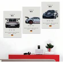 - Pster de arte de pared para coche, GT, 12x 18 pulgadas, sin marco, 3 unidades, para decorar sala de estar, recmara, bao, comedor, oficina - Sin marco 2 + 12x18 - Ver 5