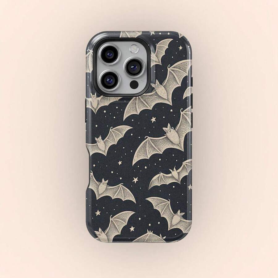 24h Shipping From DE Apple 17 16 15Pro Max PlusBat Night Sky Phone Case, Gothic Halloween Phone Cases, Spooky Starry Bat Aesthetic,  16 15 14 13 12 Pro Max,  S25 S24 Ultra 23 24 25 26 - 1 Piece Of Picture Color - View 1