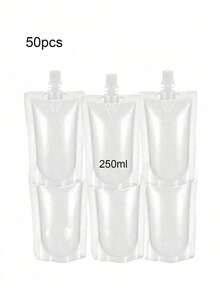 50-500ml 咖啡液體包裝袋，便攜飲料袋，果汁袋，冷熱飲垂直容器，透明出水口袋，防漏，塑膠飲料袋，透明便攜戶外水袋，可重複使用密封液體袋 - 彩色 - 查看 15