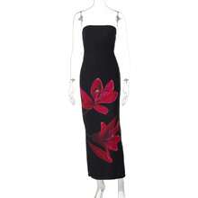 New Printed Bandeau Dress With Bows And Open Back - Black - View 9