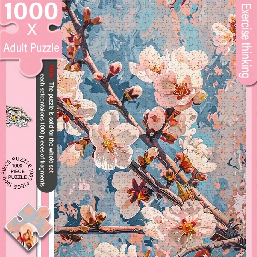 1000 Pieces Adult Mini Jigsaw Puzzle Box - This Precision-Cut Puzzle Is Adult Challenge Level, Scratch-Resistant. With A Beautiful Cherry Blossom Theme, It's A Great Choice For Family Entertainment, Halloween, Christmas Gifts, Can Challenge Your Brain, Help You Immerse Yourself In Art During Assembly, And Unlock The Joy Of Focus And Aesthetic Surprises.