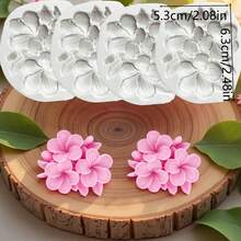 4 peças/Conjunto Molde de Silicone Flor de Plumeria de 3 Pétalas para DIY Resina, Argila, Sabão, Aromaterapia, Gesso - Forma de 4 peças para flores em formato de ovo - cinza médio - Ver 4