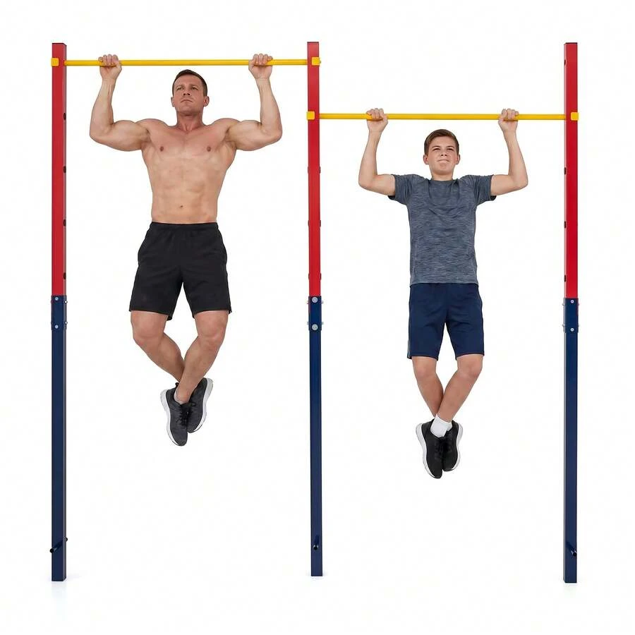 Metal Pull Up Bar 220 Kg Capacity In-Ground Pull Up Bar Station 5 Adjustable Heights For Park School Workout - Red - View 1