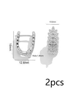 2 Stücke/Set Kupfer Mehrzweck Ohrring Zubehör, mit hochtransparenten weißen Zirkonia besetzt, mehrere Stile verfügbar: Blatt/Rund/Balken/U-Form, DIY Anhänger Ohrring Herstellungsmaterialien - Ohrringe - Übersicht 25