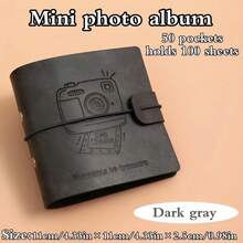1pc Mini Photo Album - Faux Leather Cover, Holds 100 Photos - Replaceable Inner Pages, Photo Storage Album, Large Capacity Album, Portable 3-Inch Travel Keepsake Storage Album - Essential Holiday Gift, Photo Sharing Scrapbook, Thanksgiving Memory Organizer, Compact Collection Box, Minimalist Home Decor - View 5
