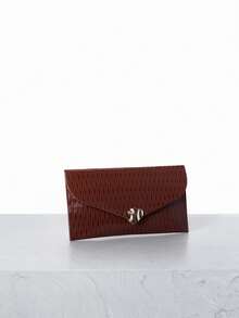CHICVUE Túi xách cầm tay tối giản, nhiều màu sắc, thời trang, túi phong bì, túi phong bì đính sequin dập nổi họa tiết da cá sấu dành cho phụ nữ, thích hợp đi hộp đêm. - Cà phê - Xem 3