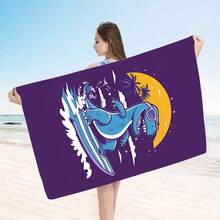 [1pc Shark Print Beach Towel], Rectangular Polyester Bath Towel, Knitted Lightweight Travel Sports Towel, Machine Washable, Soft Comfortable Absorbent Kitchen - A - View 15