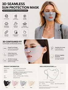 Ice Silk Sun Protection Face Mask Summer Style, UV Protection, Suitable For Women, Golf Sports, Open Breathable Running Mask - A - View 7