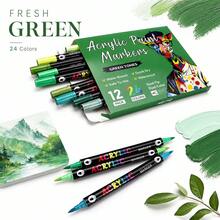 FOXFEEL Nouveau set de marqueurs acryliques à double pointe et double couleur pour la peinture et les graffitis, application à double pointe multicolore, gamme de couleurs complète pour un dessin pratique, 12 pièces/24 couleurs, 36 pièces/72 couleurs, 8 sets 96 couleurs, double 36 couleurs total 144 couleurs, convient pour la rentrée scolaire, la peinture en classe pour les étudiants, la coloration et le remplissage professionnels - Ensembles - Voir 18