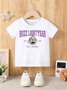 Disney Short-Sleeved T-Shirt,Featuring Buzz Lightyear From Toy Story,Suitable For Boys And Girls To Wear During Outdoor Activities And Trips To Disney - 白色 - 查看 2