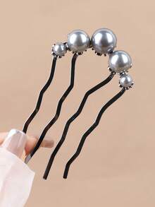 2pcs Elegant Faux Pearl Hair Bun Combs - Special 4-Pronged Combs, Suitable For Curly And Long Hair Styling, Can Be Used As Side Combs, Ideal For School, Wedding, Hair Accessories And Other Occasions, Hair Comb - Multicolor - View 10