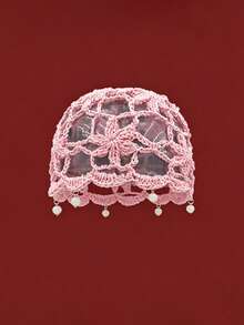OBOVAY 1Pc Women's Bohemian Style Hollow Flower Crochet Hat, Fashionable Knitted Beanies Cap, Versatile Retro Pearl Fringed Pullover Hat,Suitable For Daily Wear,Spring And Summer Travel. - Multicolor - View 7