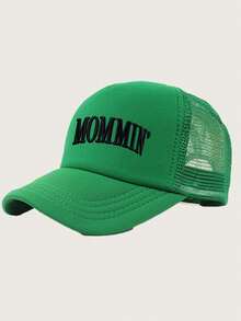 1件裝 "MOMMIN'" 印花卡車司機棒球網帽，可調節扣環，圖形設計，適合夏季、海灘、度假、旅行，男女通用帽子 - 彩色 - 查看 13