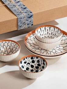 2 Bowls 2 Chopsticks 1 Plate/4 Bowls 4 Chopsticks 4 Spoons 2 Plates Ceramic Bowl And Plate Set, Suitable For Serving Homemade Dishes, Soy Sauce, BBQ, Hot Pot, Pickles, Snacks, Vinegar, Desserts, Ice Cream, Sushi, Etc., Ideal For Home, Restaurant, Hotel, BBQ, Holiday Gifts, Kitchen Supplies - Multicolor - View 2