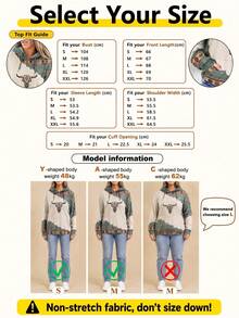 Cattle & Geo Print Kangaroo Pocket Drop Shoulder Drawstring Hoodie,Long Sleeve Tops Casual Spring - Green - View 6