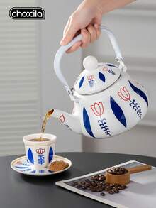 choxila 1pc Multicolor Tulip Leaf Enamel Pot, Multifunctional Teapot, Coffee Pot, Kettle For Home Use, Kitchen Universal Induction Or Gas Stove Direct Heat Enamel Teapot, Home Tabletop Decor Teapot, Holiday Gift Teapot - Tulip Enamel Teapot - View 5