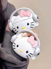 SANRIO 1pc Cute Musical KT Cat Bluetooth Earphone Case Compatible With AirPods Pro3 Apple Wireless Bluetooth Earphone Case AirPods2/3/4/Pro/Pro2 Cartoon Protective Cover (Earphones Not Included) - White - View 2