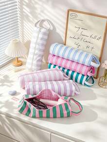 Fashion Striped Pattern Curling Iron Bag, Quilted Hair Dryer Storage Box, Straight Hair Stick Storage Bag, Waterproof Toiletries Bag, Makeup Handbag - Multicolor - View 5
