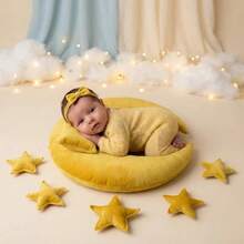 Conjunto de 8 piezas de atuendo y accesorios de fotografía para recién nacidos, para aniversario de luna llena, conmemoración de 100 días, sesión de fotos de bebé (almohada de estrella + diadema con lazo + almohada), accesorios de tela para fotos de recién nacido/luna llena/100 días/decoración de fiesta de bebé - Multicolor - Ver 8