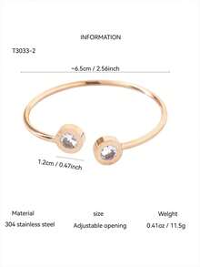 TONSI 1 chiếc vòng tay dạng hở C-shape phong cách thời trang Pháp tối giản Ins cao cấp, mạ vàng 18K thép không gỉ, đính đá zirconia và đá rhinestone, thiết kế số La Mã đôi, ít gây dị ứng, dễ phối đồ, phù hợp cho nữ đi làm hàng ngày, hẹn hò, du lịch, đeo đôi - Nhiều màu - Xem 7