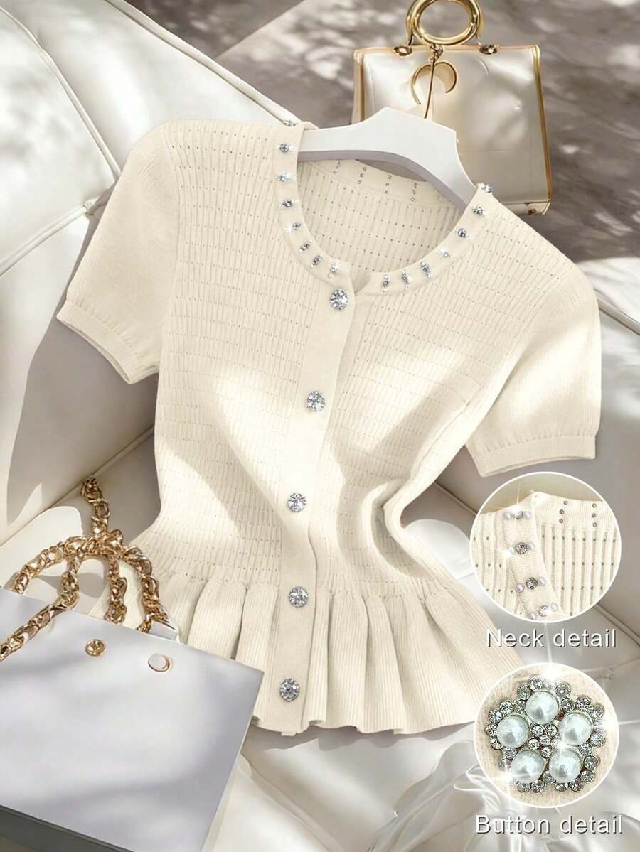 2026 Nuevo Cárdigan casual, elegante y versátil de primavera/verano para mujer,Adecuado para vacaciones, ir al trabajo, vacaciones de verano, ropa de playa, elegante. - Beis - Ver 1