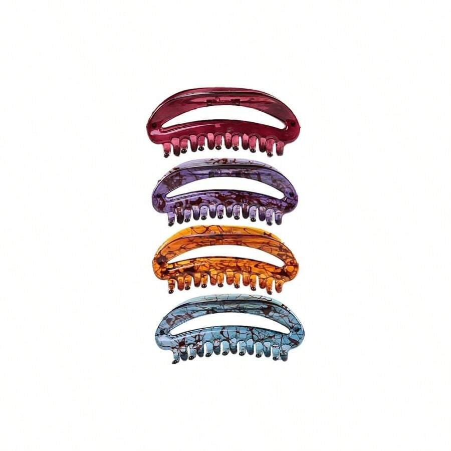 3.9 inch Plastic Flower Claws Banana Hair Clip Women, Pack of 4 - Vistoso - Ver 1