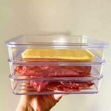 Acrylic Ham And Cheese Storage Container, Durable, Double Layer, With Lid, Airtight, Stackable In 1, 2, Or 3 Tiers - 查看 9