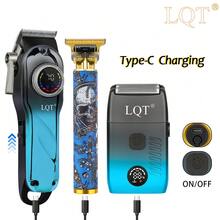 LQT 男士居家理髮工具 (3件/2件/1件) - 無線迷你理髮器與鬍鬚修剪器、男士刮鬍刀，USB-C 充電，迷你便攜，適合居家理髮、旅行鬍鬚修整與個人護理，送給男士的理想禮物 - 藍色 - 查看 5