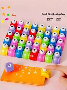 24pcs Paper Punching Craft Set, Mini Embossing Hole Punch Set, Everyday Shape Punching Tools, Embossing Tools, Suitable For DIY Scrapbooking, Student Card Making, Nail Art, Greeting Cards And Diary Decoration - Multicolor - View 3