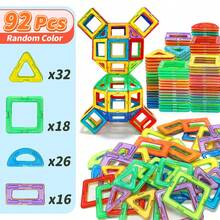 100/92pcs Magnetic Building Blocks, STEM Magnetic Sensory Toys, Suitable For Boys And Girls, Children's Magnetic Construction Toys, Helps Brain Development, Suitable For Preschool And Kindergarten (Suitable For 3 Years Old And Above) - 彩色 - 查看 14