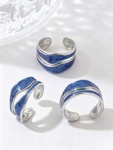 1pc Teen Open Titanium Steel Fashion Ring Couple Gift - Multicolor - View 4