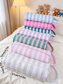 Fashion Striped Pattern Curling Iron Bag, Quilted Hair Dryer Storage Box, Straight Hair Stick Storage Bag, Waterproof Toiletries Bag, Makeup Handbag - Multicolor - View 10