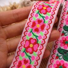 1/5"復古刺繡提花緞帶，棕色配金色花卉圖案－聚酯纖維蕾絲飾邊，適用於縫紉、手工藝品與窗簾配件，縫紉蕾絲 - 多色C - 查看 12