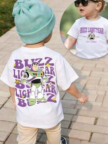 Disney Short-Sleeved T-Shirt,Featuring Buzz Lightyear From Toy Story,Suitable For Boys And Girls To Wear During Outdoor Activities And Trips To Disney - 白色 - 查看 1